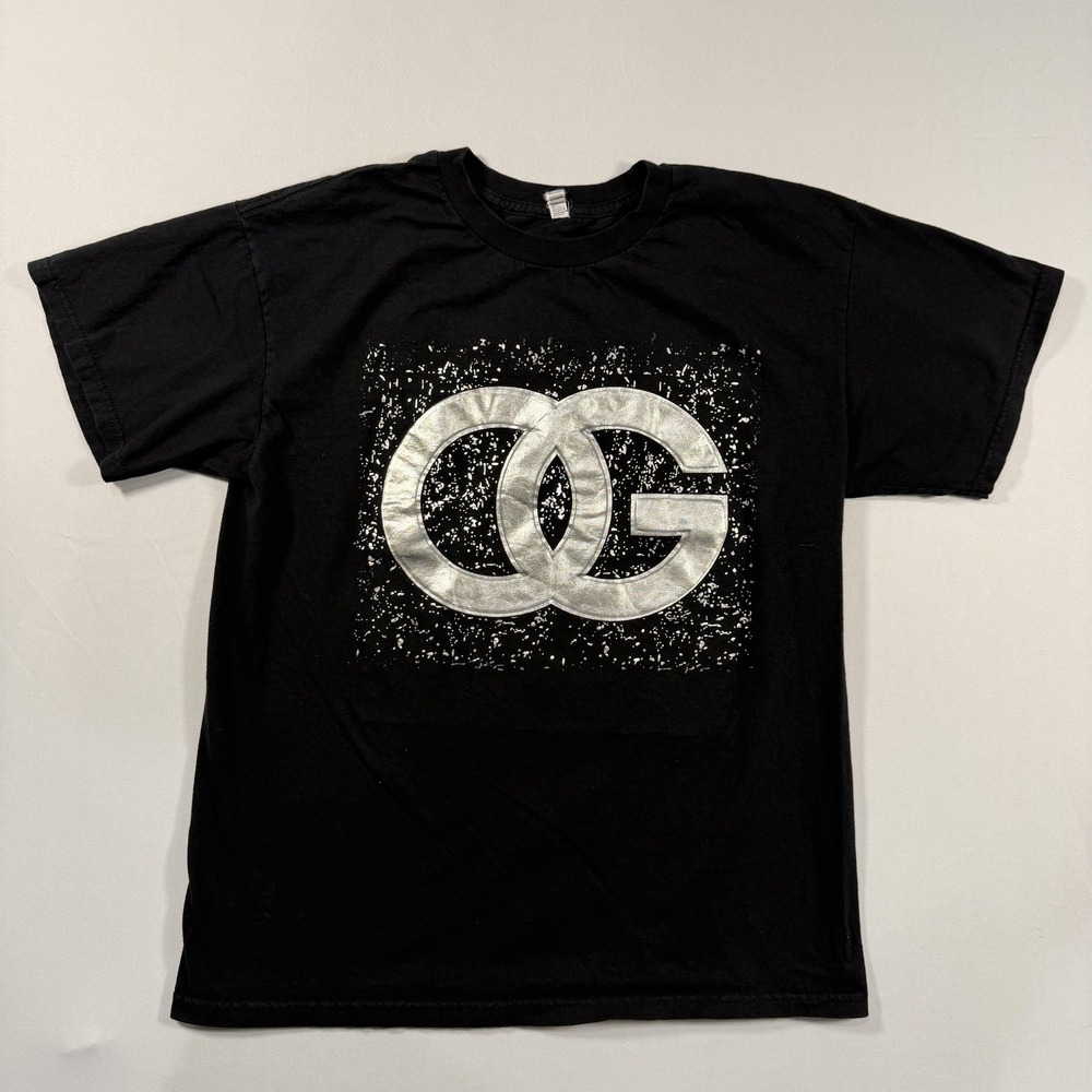 Alstyle Shirt Mens Large Black Heavyweight Metallic OG Logo Streetwear Tee - Picture 5 of 6